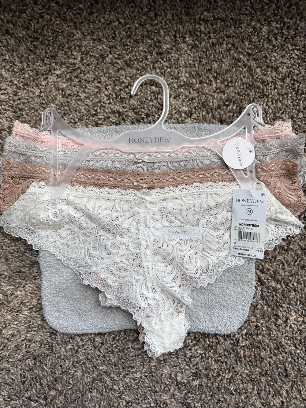 Honeydew Intimates Lace Bikini Panty Trio - White, Pink & Tan